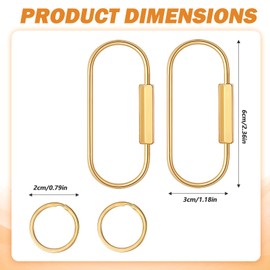 16 Pcs Locking Carabinern, Brass Key Ring, Screw Lock Keychain, Gold Key Ring with Locking Clips, Universal for Men and Women 2 Shape