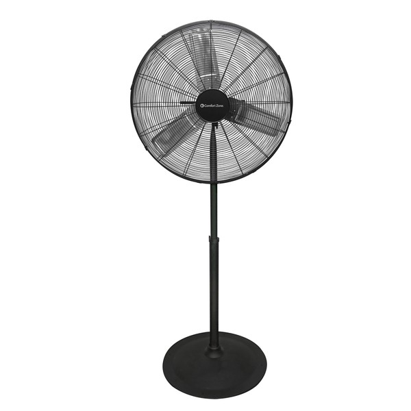 Comfort Zone 30” 3-Speed High-Velocity Industrial Pedestal Fan with Aluminum Blades, Adjustable Height 56” to 76”, All-Metal, Meets OSHA Standards, Ideal for Garage, Workshop or Warehouse, CZHVP30