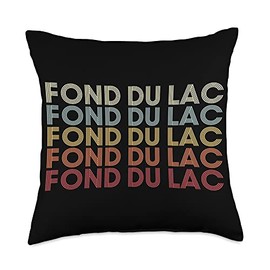 Fond Du Lac Wisconsin Fond Du Lac WI Retro Vintage Text Throw Pillow, 18x18, Multicolor