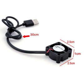 JZK 2PCS 25x25x10 mm DC 5V mini USB cooling fan 25mm low noise, 3400 rpm, 0.02A, ball bearing, 2510 small brushless DC fan 2.5cm for development board, graphics card, 3D printer fan