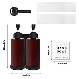 Wall Mounted Soap Dispenser, 600 ml Soap Dispenser Set, Shampoo Bottles for Filling, Shower Gel Dispenser with Waterproof Labels, Refillable Soap Dispenser for Bathroom, Hotel, Kitchen