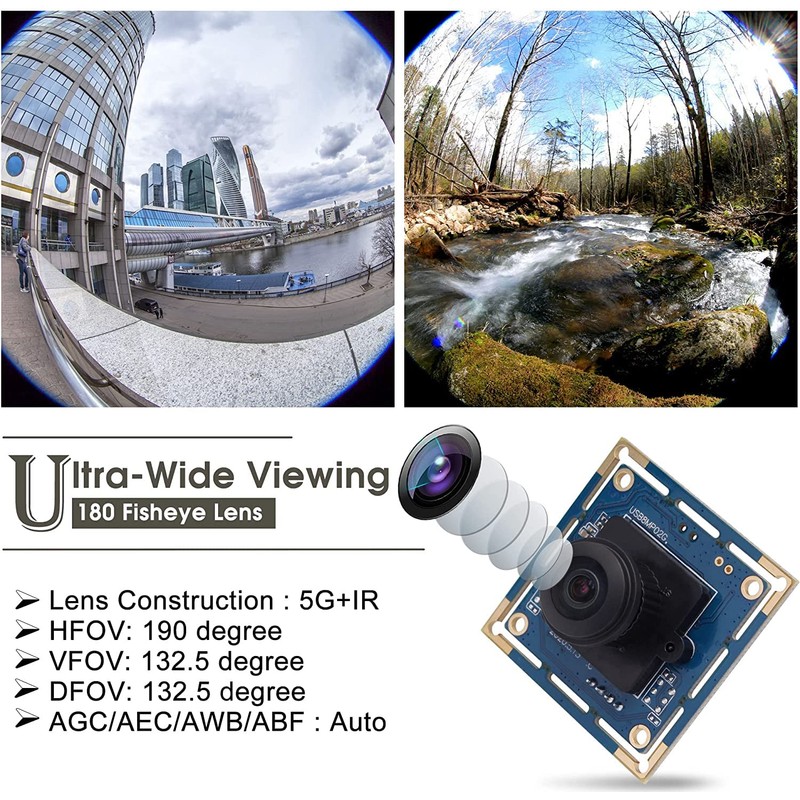 ELP 8mp USB Camera Module 2448p Webcam Board 180 Degree