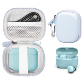 CaseSack Case for JLab Go Pop+,Go Air Pop, Air, Air Tones+/ Tones, JBuds Mini True Wireless Earbuds, Compact Organizer for The Charger case and Charger Cord (Blue)