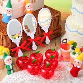 Weysat 48 Pcs Snow Princess Party Favors Include Red Apple Container and Vintage Handheld Mirror for Girls Princess Party Gifts Snow Beauty Birthday Decoration Supplies