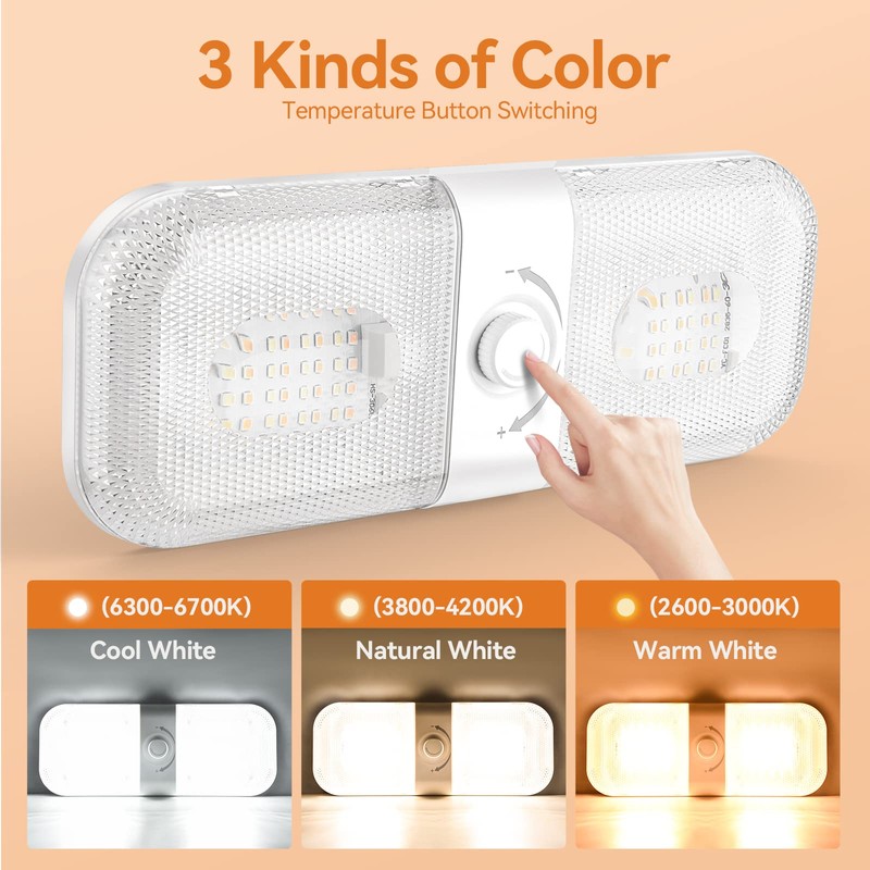 LILTSDRAE RV Lights Interior 1700LM，3 Color 12V Volt Led Light,