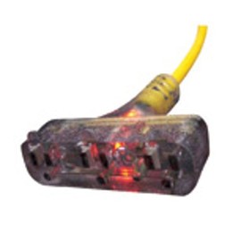 Radnor 12/3 X 2' TRI TAP Triple Outlet End Cord Without Ground Fault Circuit Interrupter (GFCI)