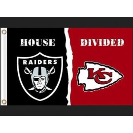 CUSTOM FLAGS Kansas City Chiefs vs Las Vegas Raiders House Divided Flag 3x5 FT Football Flag