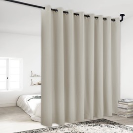 NICETOWN Lower Noise Room Divider Curtain Screen Partitions, Natural, 1 Panel, 84" Tall x 120" Wide, Blackout Sound Reducing Divider Room Curtain Panel for Doorway/Window/Sliding Door/Patio