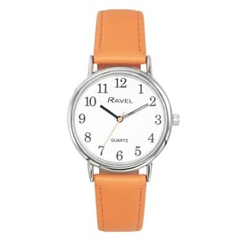 Ravel - Ladies Pastel Everyday Silver Tone Watch - Quartz Analog - R0137, Persimmon, Strap.