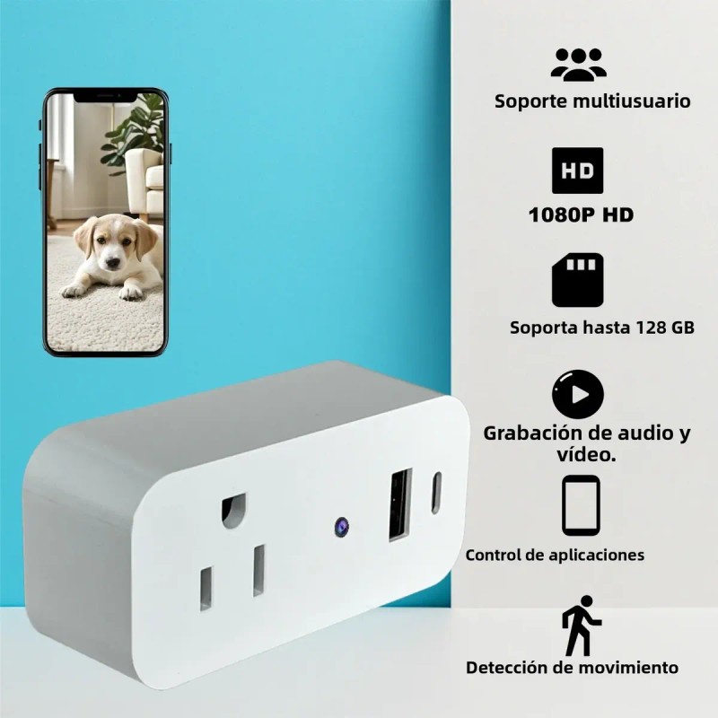 Wifi 1080p Espía Cámara Oculta Regleta Grabadora