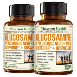 Glucosamine Sulfate with Hyaluronic Acid, Boswellia, Black Pepper & MSM Supplement – 5-in-1 Joint Supplements for Men and Women – Joint Health, Mobility & Bone Strength – FSA Eligible 2 Pack