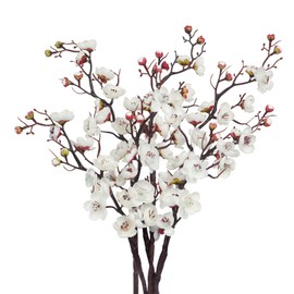 Hamore 6PCS 23.6'' Artificial Plum Blossom Flowers Faux Long Stem Plum Blossom Branches Artificial Silk Simulation Flower Artificial Flowers for Home Table Wedding Decoration Office Party Decor