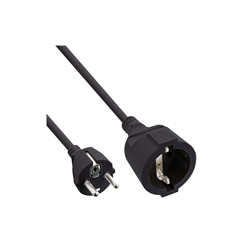 InLine® Power Extension Protective Contact Plug / Socket Black 1.5