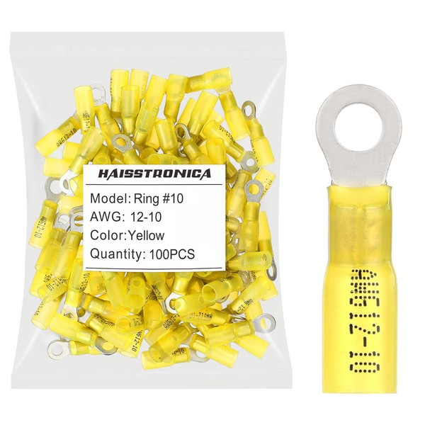 haisstronica haisstronica 100pcs #10 Yellow Marine Grade Heat Shrink Ring