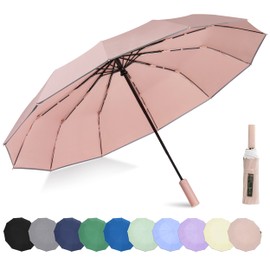 BAODINI Windproof Compact Rain Umbrella for Travel 42/46 Inch Premium Fabric Auto Open Perfect for Purse and Backpack Portable Umbrella for Women and Men