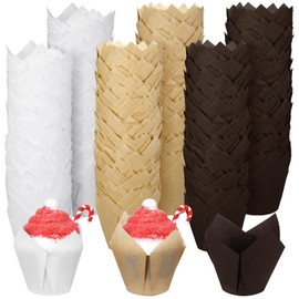 Funtery 600 Pcs Mini Size Tulip Cupcake Liners Mini Baking Cups Non Stick Baking Cups Grease Resistant Muffin Cups Paper Liners Cupcake Wrappers for Wedding Birthday Party