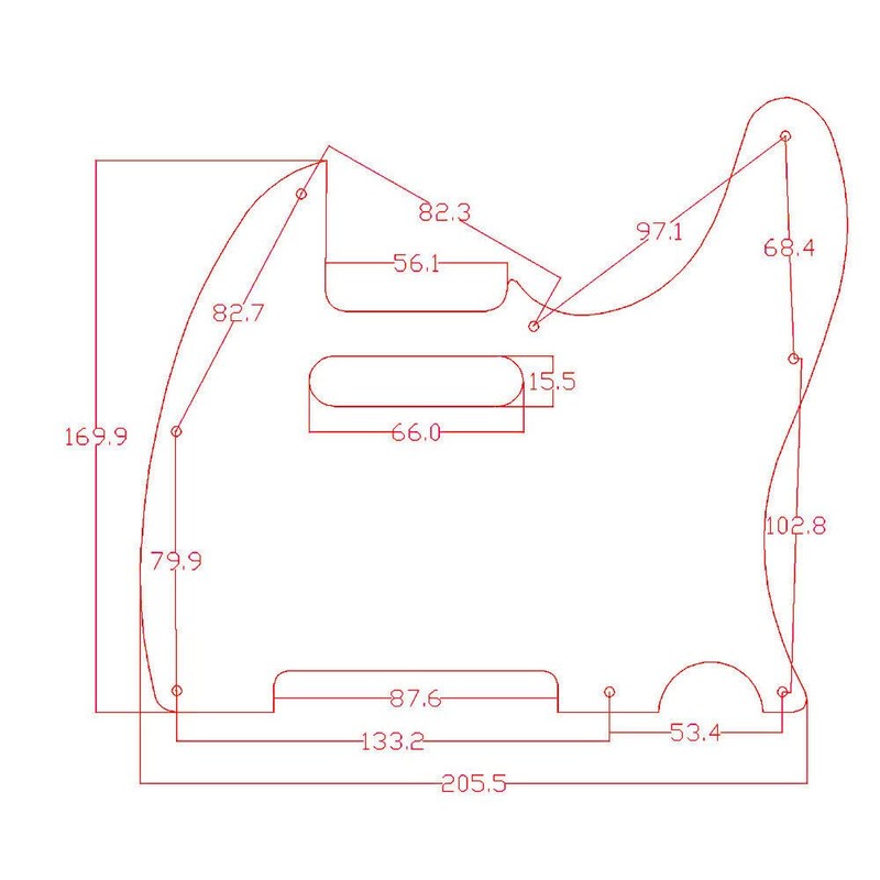 Dopro 8 Hole Tele Guitar Pickguard 3D Printed Plastic for