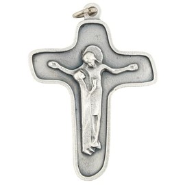 Silver-Tone Sorrowful Mother Crucifix Pendant | Pectoral Necklace Pendant or Small Wall Cross | Silver-Tone Metal | Great Catholic Gift | Mary and Jesus Design