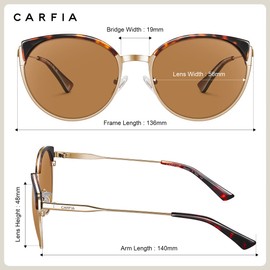 CARFIA Trendy Cateye Polarized Sunglasses for Women UV Protection CA5380
