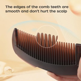 Hollow Teeth Hair Comb with Self-Cleaning Button, Wide-Tooth Design for Scalp Massage and Dandruff Control, Brown