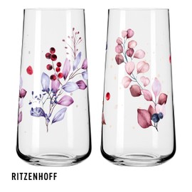RITZENHOFF 6241001 Set di bicchieri universali – Serie Sommersonett – 2 pezzi con motivo bacche – Made in Germany, rosa, rosso, viola