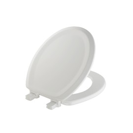 Mayfair Sculptured Traditional Toilet Seat, Easy Clean Hinges with Durable Wood Seat, Made in USA, Round, White