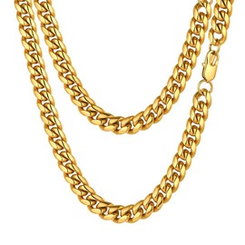 PROSTEEL Mens Gold Plated Chain Link Necklace 10mm Thick Hip Hop Layering Chunky Necklaces Curb Cuban Link Chains for Men