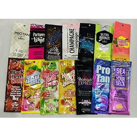 10 NEW ASSORTED INDOOR TANNING BED LOTION, Gluten Free PACKETS SAMPLES PACKETTES for Medium Deep