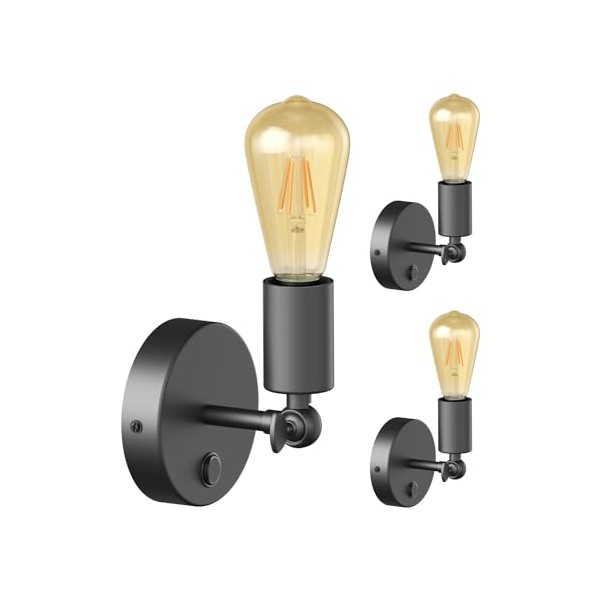 ledscom.de ledscom.de Pack of 3 vintage E27 wall lights FETRO
