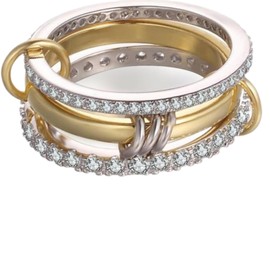 YTDYTD Stackable Rings for Women ，Dainty Stackable CZ Cubic Zirconia 18k Gold Plated Rings for Women ，Silver Gold Rose Gold Rings for Women Non Tarnish Rings Set, Titanium, No Gemstone