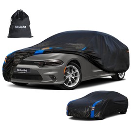 Molebt Car Cover Waterproof All Weather for Automobiles, Full Exterior Covers for Sedan & Coupe (201-208inch) Universal Fit for Dodge Charger Challenger, Chrysler 300, etc.Rain Winter Sun Protection