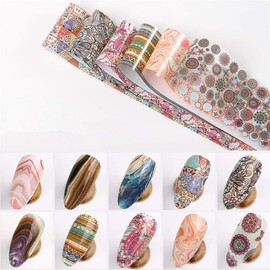 10pcs Bohemia Starry Sky Nail Foil Transfer Foil Sheet Aluminum Wheel Gel Nail Art