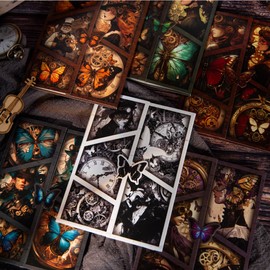 Alideco 180pcs Scrapbook Paper Vintage Characters and Butterflies Scrapbooking Paper for Journaling Supplies, Decorative Craft Paper for Junk Journals (zhengqihudie)