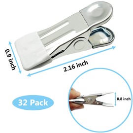 Clothes Pins for Hanging Clothes, 32 Pack White Stainless Steel Clothespins for Laundry, Heavy Duty Clothing Pins for Clothes Line, Metal Clips for Clothes, Socks, Towel, Snack, Photo