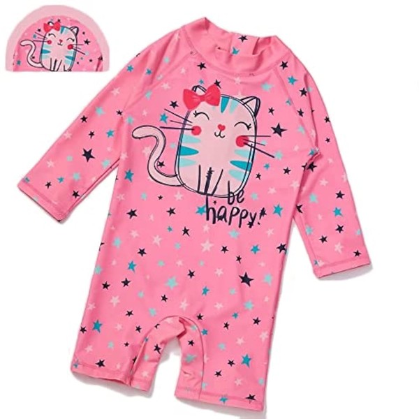 Baby Toddlers Kids Swimsuit One Piece with Sun Hat Rash