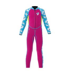 Lansru Children's Wetsuit in 3 mm, UPF50+ Neoprene Long Protection Against Sunburn, Comfortable Front Zip, Perfect for Swimming Courses