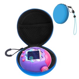 YAJOJO Carrying Case for Tamagotchi Paradise Virtual Interactive Pet Game Machine & Accessories- Hard Shell Protective Portable Travel Storage Bag with Wrist Strap& Carabiner,Blue