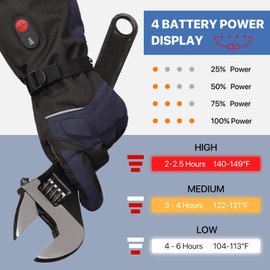 SNOW DEER Heated Work Gloves Men Women,Cut-Resistance Rechargeable Waterproof Winter Gloves for Outdoor, Touchscreen Warming Working Glove Navy Blue