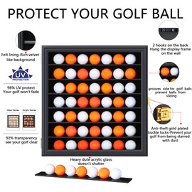 Zmiky 49 Golf Ball Display Case Cabinet Wall,Golf Ball Display Rack ,Golf Gift for Golf Enthusiast Collectibles with UV Protection Acrylic Door(Black)