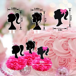 JEZOMONY Girl Birthday Party Decorations Supplies, 8 PCS Centerpieces for Girl Princess Theme, Birthday Table Decorations Paper Flowers