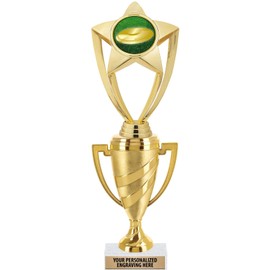 Crown Awards Frisbee Trophy, 10" Gold Cup Frisbee Trophies with Engraving Included, 1 Pack Prime