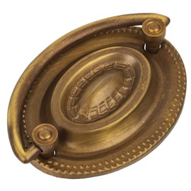 Hepplewhite Antique Brass Drawer Bail Pull | Centers: 2-1/2" | Handle for Antique Cabinet Door, Dresser Drawer, Desk, Vintage Table | Reproduction Furniture Hardware | UA-867-PHAB