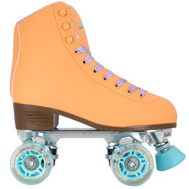 Lenexa Savanna Roller Skates for Ladies - Indoor/Outdoor Quad Skates for Women and Girls (Orange, Ladies 4)