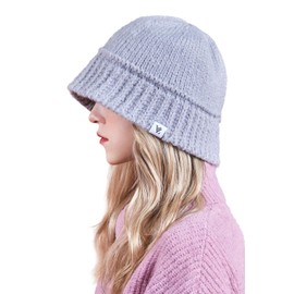 【VARZAR】Bazaar【Official Direct Store】Monogram Label Wool Knit Bucket Hat All 4 Colors Unisex Wool Knit Bucket Hat Korean Brand Korean Fashion Hat UV Protection Deep Face-Lifting Effect SNS Buzz