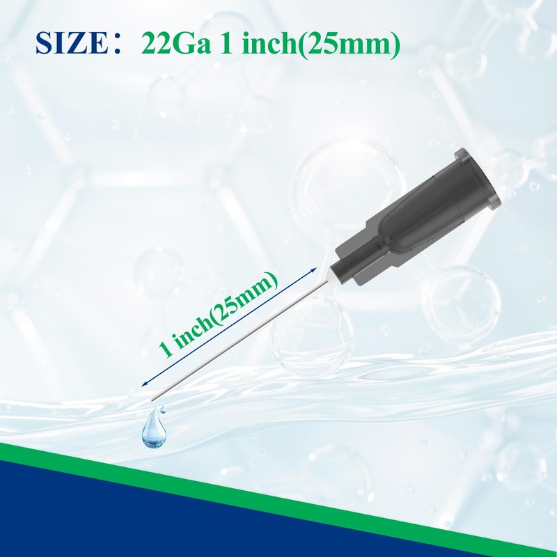 100Pcs 22 Gauge 1 Inch Needle 22G Sterile Disposable Injection