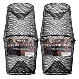 KRAKEN SUPPLY CO 2 Pack - Crawfish Trap Crawdads Crayfish Trap Torpedo Heavy Duty Bait Trap Steel Mesh Wire Black with Clip Two-Piece Durable (2 Pack)