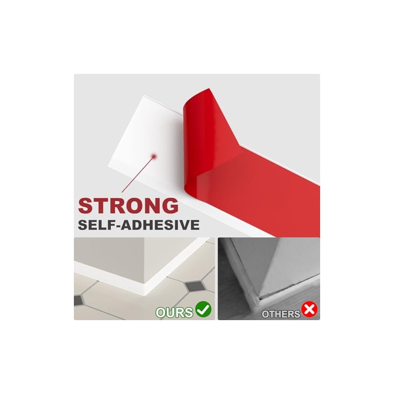 Flexible Vinyl Baseboard Trim, 4 Inch Peel and Stick Baseboard