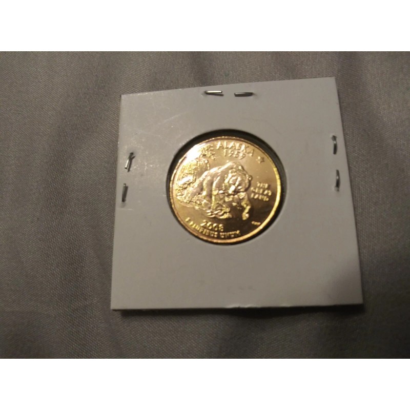 STATE QUARTER ALASKA P--GOLD PLATED--FREE SHIP 2008 BU
