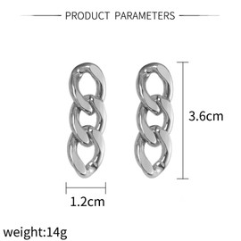 coadipress Chunky Cuban Chain Link Dangling Earrings for Women Fashion 18K Gold Silver Plated Vintage Curb Minimalist Cool Dangle Drop Stud Earrings Jewelry (Silver)