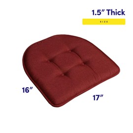 Sweet Home Collection Chair Cushion Memory Foam Pads Tufted Slip Non Skid Rubber Back U-Shaped 17" x 16" Seat Cover, 2 Count (Pack of 1), Wine Burgundy